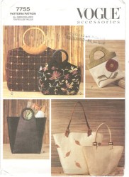 7755 VOGUE TOTES & HANDBAGS, INSIDE POCKET  CONTRAST PURSE PATTERN uncut